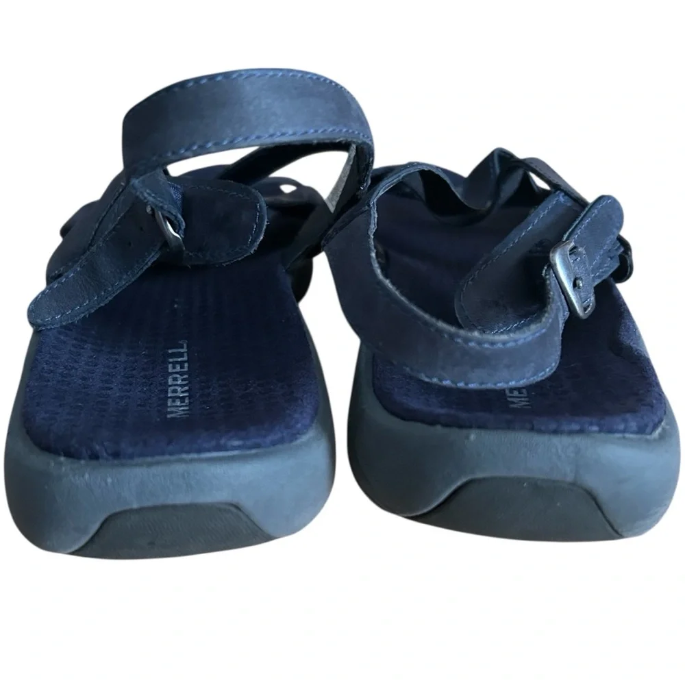 MERRELL Agave Navy Leather Slingback Sandals Sz 10 Strappy Comfort Boho Coastal - Picture 9 of 12